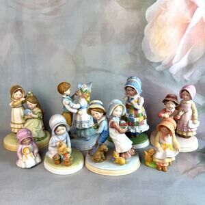Vintage 70s & 80s Holly Hobbie Designers Collection Hand Painted Porcelain Set